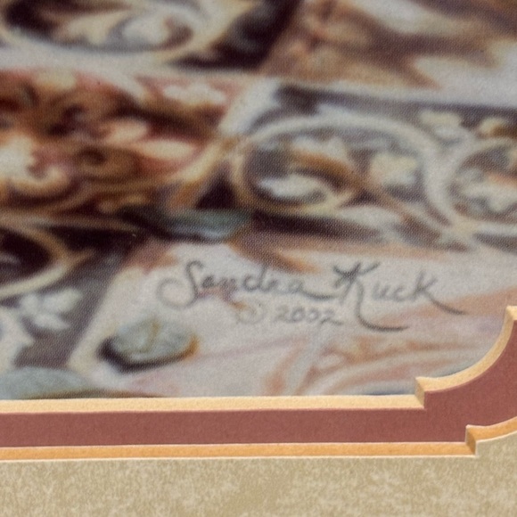 Adorable vintage little girl and kitty framed signed painting from Sandra Kuck - Picture 4 of 6